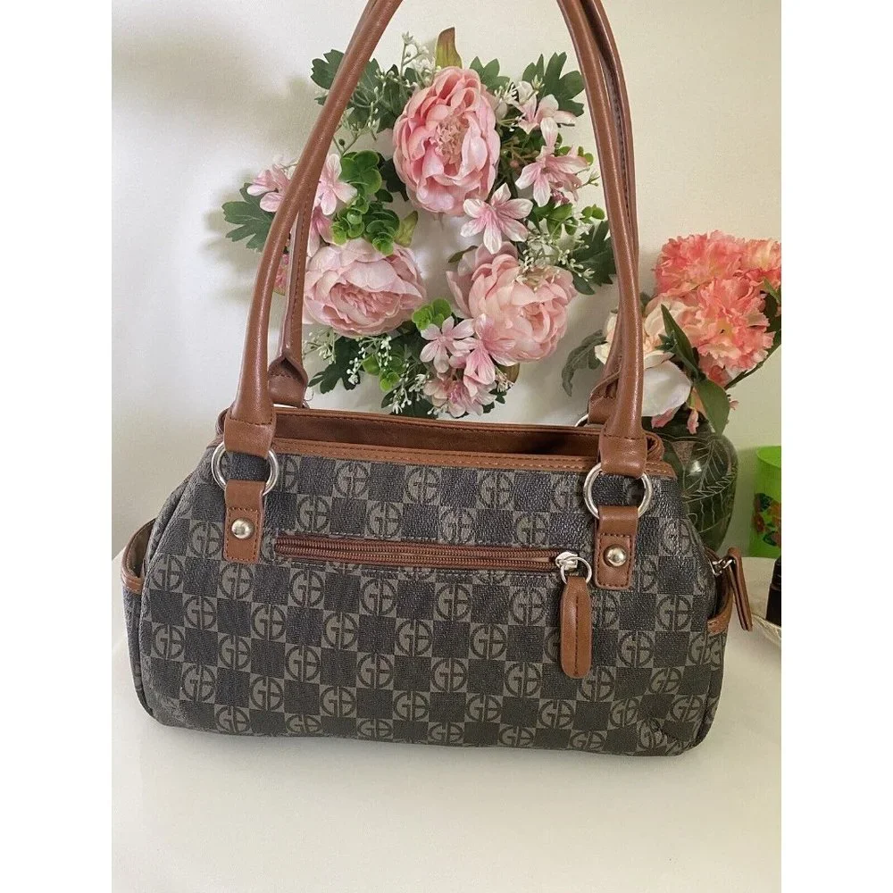 Giani Bernini Women’s Handbag Signature Satchel Jacquard Fabric Trim Vintage EUC
